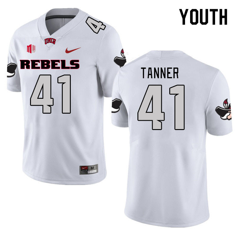 Youth #41 Rashod Tanner UNLV Rebels 2023 College Football Jerseys Stitched-White - Click Image to Close